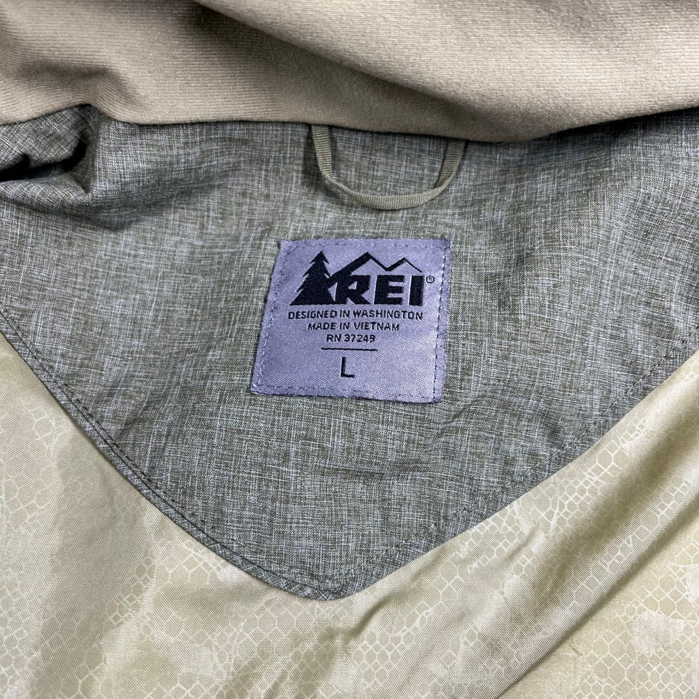 REI Womens Hooded Rain Parka Jacket Green Longline Trench Coat Size L RN37249 - Picture 6 of 12